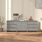 vidaXL Aparador de 3 piezas madera manufacturada gris hormigón