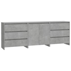vidaXL Aparador de 3 piezas madera manufacturada gris hormigón