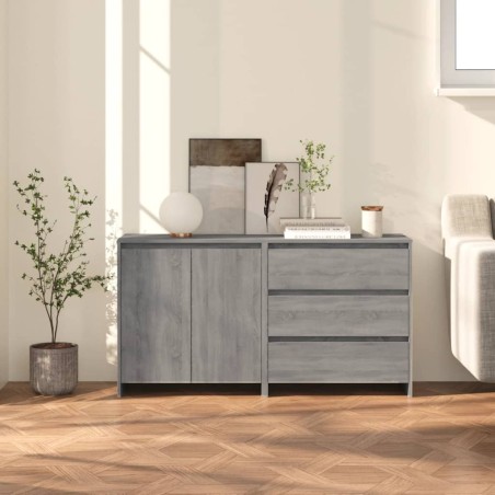 vidaXL Aparador de 2 piezas madera manufacturada gris Sonoma