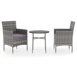 vidaXL Juego de comedor para jardín 3 piezas ratán sintético gris