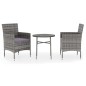 vidaXL Juego de comedor para jardín 3 piezas ratán sintético gris vidaXL Juego de comedor para jardín 3 piezas ratán sintético gris