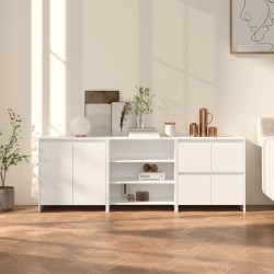 vidaXL Aparador de 3 piezas madera manufacturada blanca brillante
