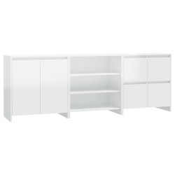 vidaXL Aparador de 3 piezas madera manufacturada blanca brillante