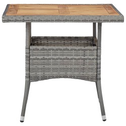 vidaXL Mesa comedor para jardín ratán sintético madera de acacia gris