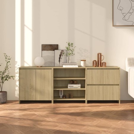 vidaXL Aparador de 3 piezas madera manufacturada color roble Sonoma