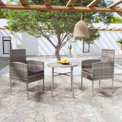 vidaXL Juego de comedor jardín 3 piezas ratán sintético gris antracita