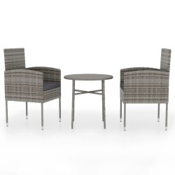 vidaXL Juego de comedor jardín 3 piezas ratán sintético gris antracita