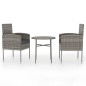 vidaXL Juego de comedor jardín 3 piezas ratán sintético gris antracita