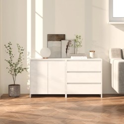 vidaXL Aparador de 2 piezas madera manufacturada blanca brillante