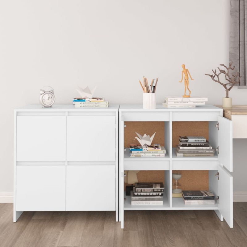 vidaXL Aparadores 2 unidades madera contrachapada blanco 70x41x75 cm