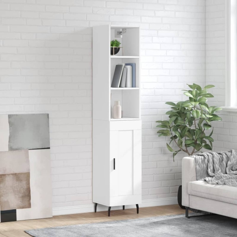 vidaXL Aparador alto madera contrachapada blanco 34,5x34x180 cm