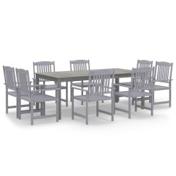 vidaXL Juego de comedor para jardín 9 piezas madera maciza acacia gris
