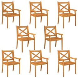 vidaXL Sillas de comedor de jardín 8 uds madera maciza de acacia
