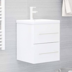 vidaXL Mueble con lavabo madera de ingeniería blanco brillo
