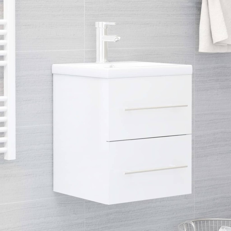 vidaXL Mueble con lavabo madera de ingeniería blanco brillo vidaXL Mueble con lavabo madera de ingeniería blanco brillo