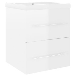 vidaXL Mueble con lavabo madera de ingeniería blanco brillo