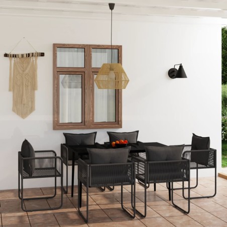 vidaXL Juego de comedor de jardín 7 piezas negro