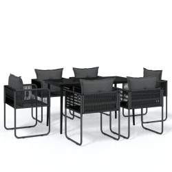 vidaXL Juego de comedor de jardín 7 piezas negro