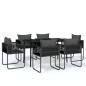 vidaXL Juego de comedor de jardín 7 piezas negro vidaXL Juego de comedor de jardín 7 piezas negro