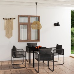 vidaXL Juego de comedor para jardín 5 piezas negro