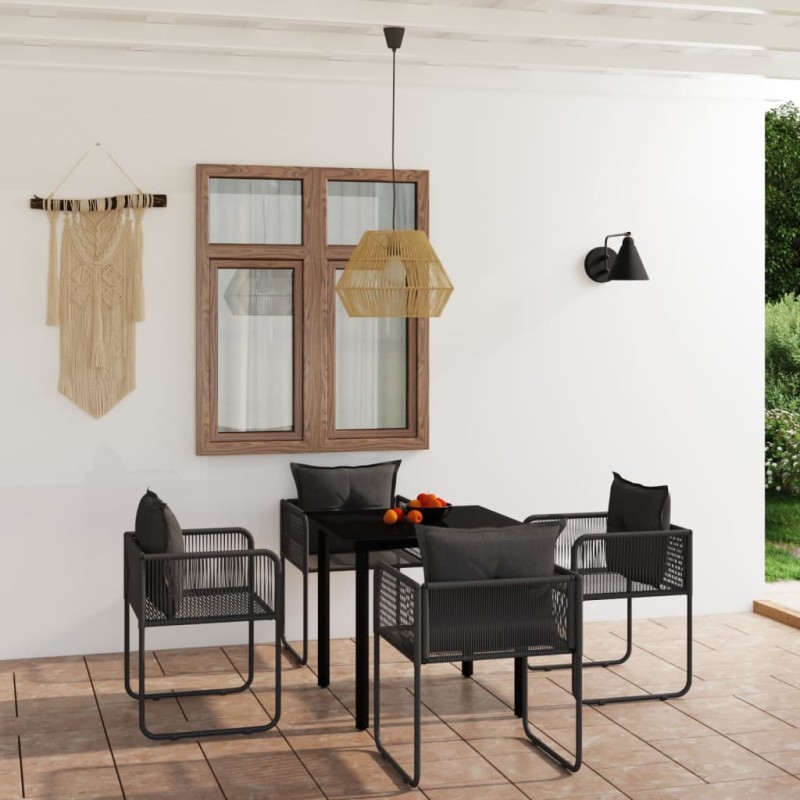 vidaXL Juego de comedor para jardín 5 piezas negro vidaXL Juego de comedor para jardín 5 piezas negro