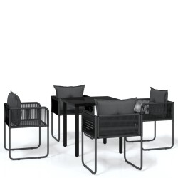 vidaXL Juego de comedor para jardín 5 piezas negro
