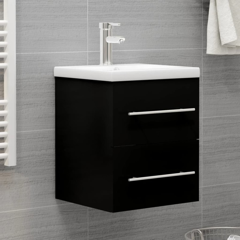 vidaXL Mueble con lavabo madera de ingeniería negro vidaXL Mueble con lavabo madera de ingeniería negro