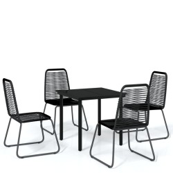 vidaXL Juego de comedor de jardín 5 piezas negro