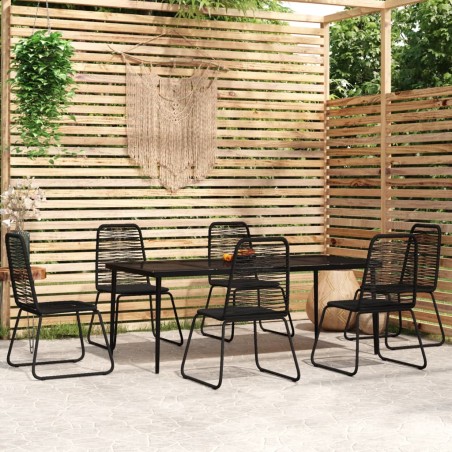 vidaXL Juego de comedor para jardín 7 piezas negro