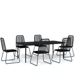 vidaXL Juego de comedor para jardín 7 piezas negro
