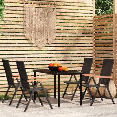 vidaXL Juego de comedor para jardín 5 piezas negro