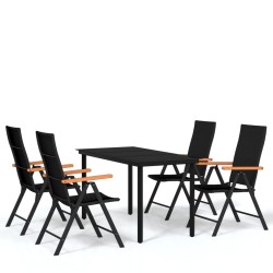 vidaXL Juego de comedor para jardín 5 piezas negro