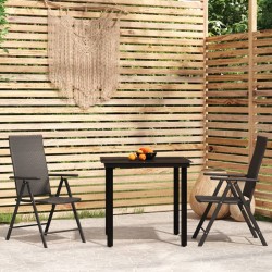 vidaXL Juego de comedor de jardín 3 piezas negro
