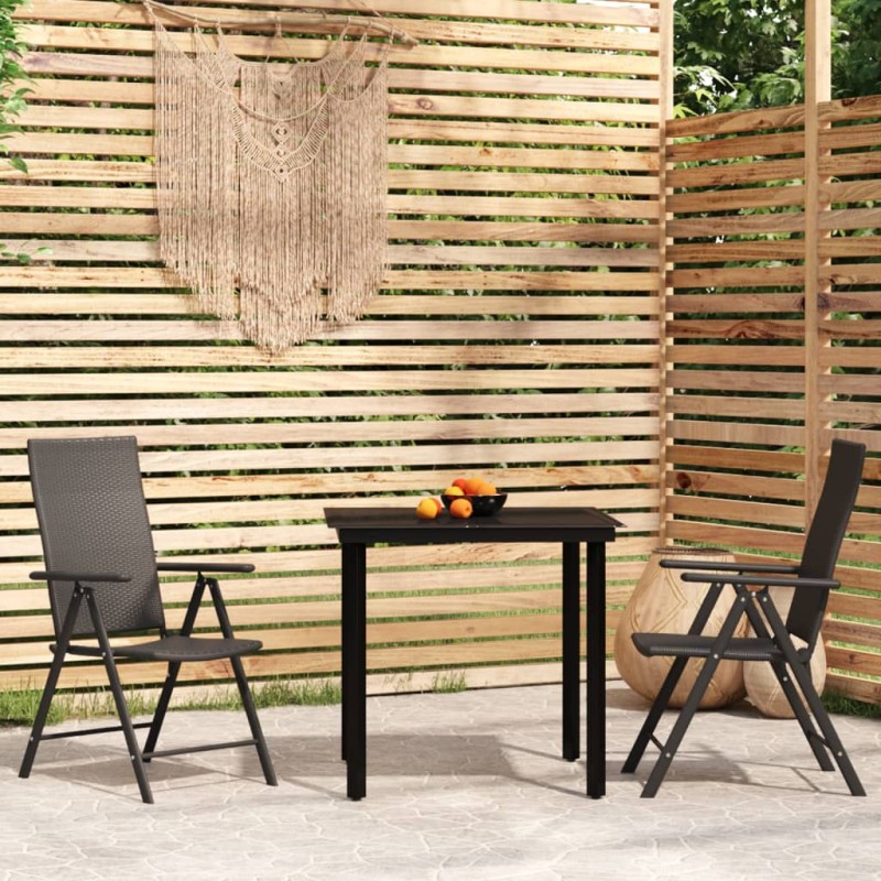 vidaXL Juego de comedor de jardín 3 piezas negro vidaXL Juego de comedor de jardín 3 piezas negro