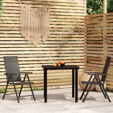 vidaXL Juego de comedor de jardín 3 piezas negro