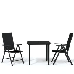 vidaXL Juego de comedor de jardín 3 piezas negro