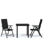 vidaXL Juego de comedor de jardín 3 piezas negro vidaXL Juego de comedor de jardín 3 piezas negro