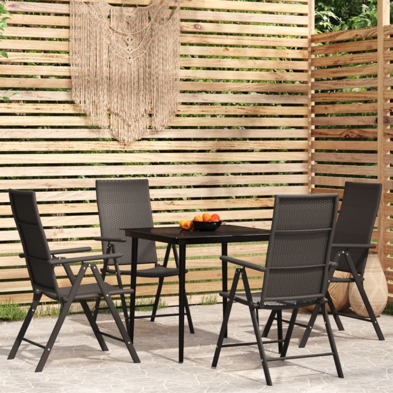 vidaXL Juego de comedor para jardín 5 piezas negro vidaXL Juego de comedor para jardín 5 piezas negro