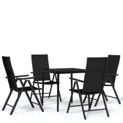 vidaXL Juego de comedor para jardín 5 piezas negro