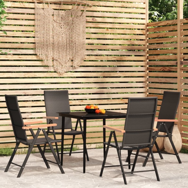 vidaXL Juego de comedor para jardín 5 piezas negro vidaXL Juego de comedor para jardín 5 piezas negro