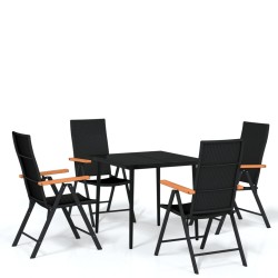 vidaXL Juego de comedor para jardín 5 piezas negro