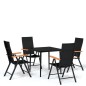 vidaXL Juego de comedor para jardín 5 piezas negro vidaXL Juego de comedor para jardín 5 piezas negro