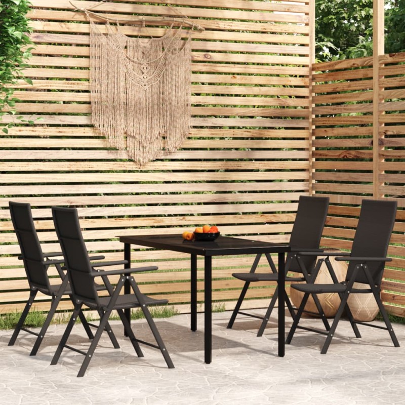vidaXL Juego de comedor para jardín 5 piezas negro vidaXL Juego de comedor para jardín 5 piezas negro