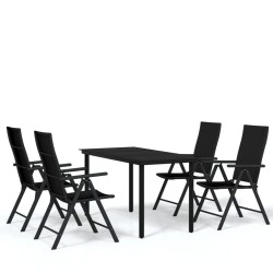 vidaXL Juego de comedor para jardín 5 piezas negro