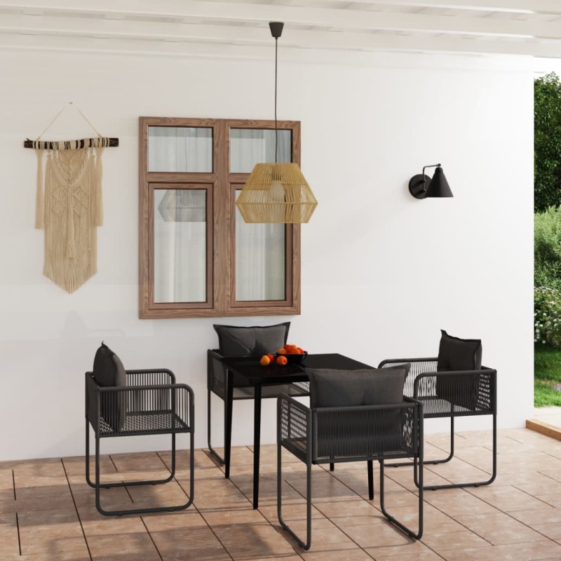 vidaXL Juego de comedor para jardín 5 piezas negro vidaXL Juego de comedor para jardín 5 piezas negro