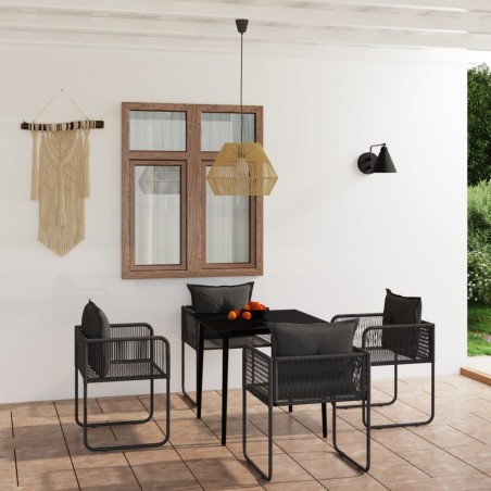 vidaXL Juego de comedor para jardín 5 piezas negro