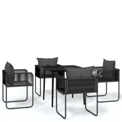 vidaXL Juego de comedor para jardín 5 piezas negro