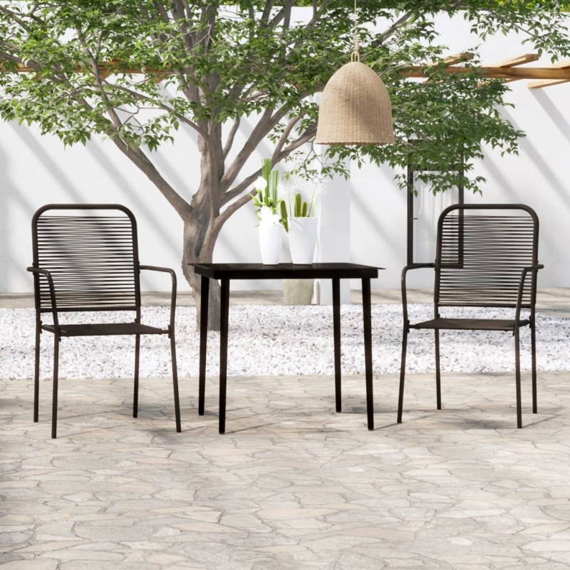 vidaXL Juego de comedor de jardín 3 piezas negro