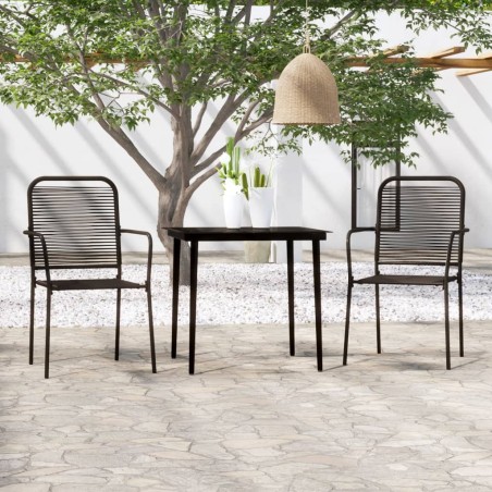 vidaXL Juego de comedor de jardín 3 piezas negro