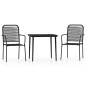 vidaXL Juego de comedor de jardín 3 piezas negro